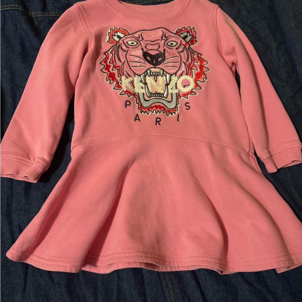 Kenzo Kids Pink Tiger Graphic Sweatshirt Dress
